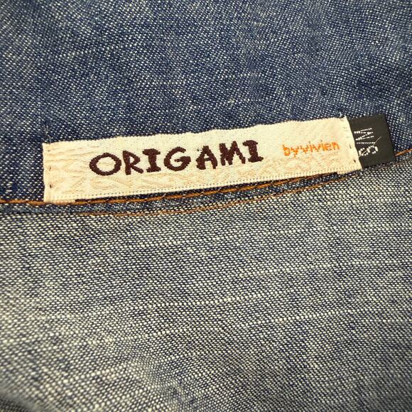 Origami Denim & Lace Vest | Cowgirl Boho Western Layering Piece | S/M - Picture 4 of 10